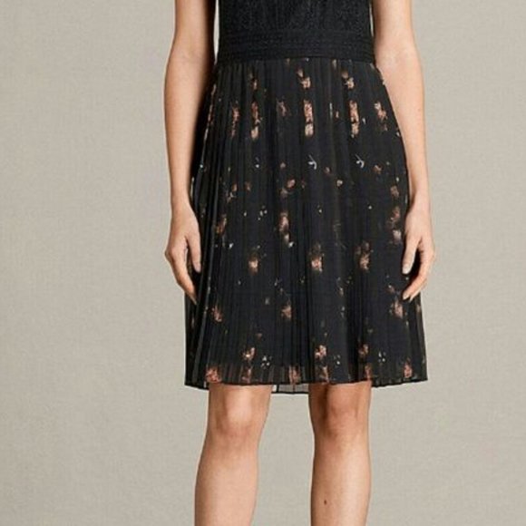 All Saints Black Floral Silk Millen Dress - Picture 8 of 10